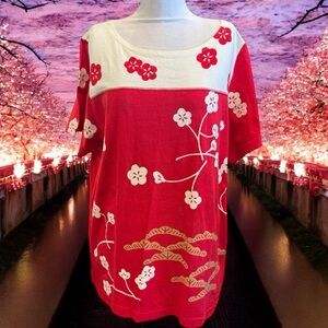 Floral Red Women's Top